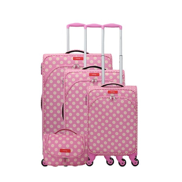 Комплект от 3 розови багажа на 4 колела и козметичен куфар Lollipops - LOLLIPOPS