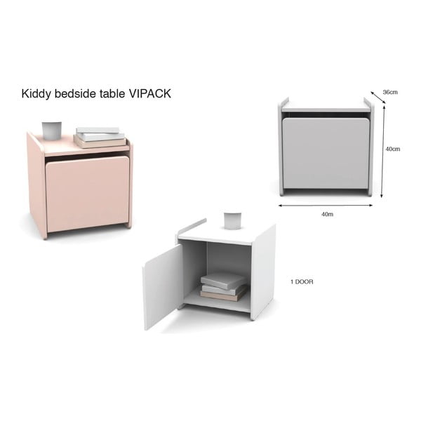 Бяло детско нощно шкафче Kiddy - Vipack-image-3