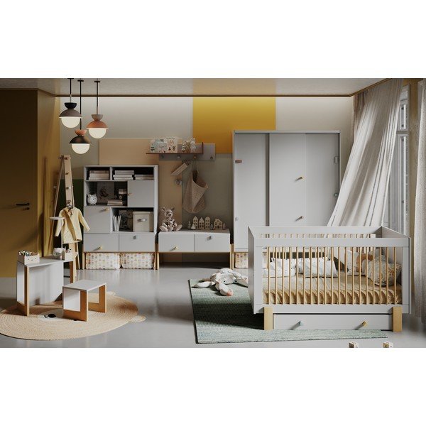 Детска закачалка за дрехи от светлосиво/естествено буково дърво Cube - Pinio-image-4