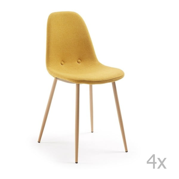 Sada 4 žlutých jídelních židlí La Forma Lissy