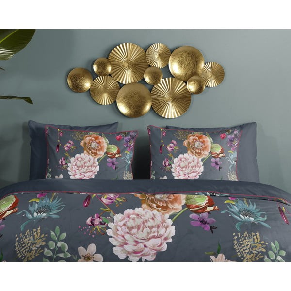 Антрацитно двойно удължено спално бельо от памучен сатен 240x220 cm Parma – Descanso-image-2