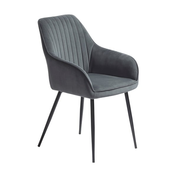 Сиви тапицирани трапезни столове в комплект с подлакътници 2 бр. Nolan Stripe – Unique Furniture