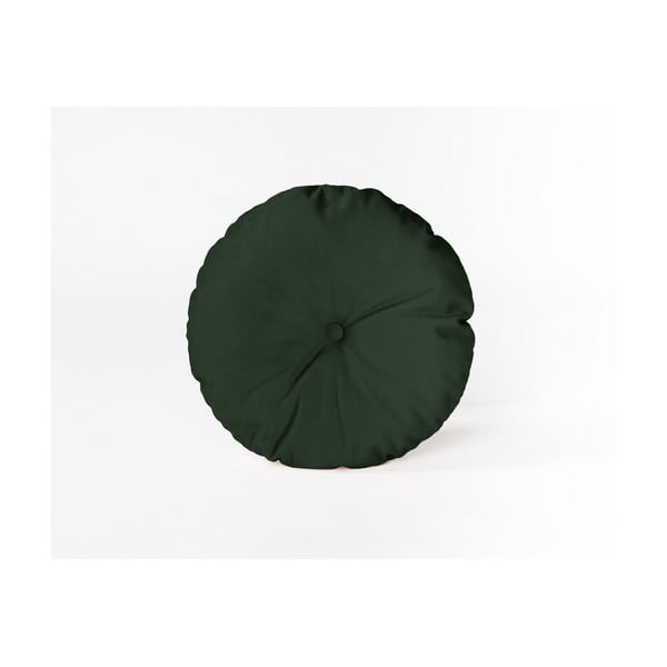 Кръгла декоративна възглавница с кадифена калъфка Тъмно зелено, ⌀ 35 cm - Velvet Atelier