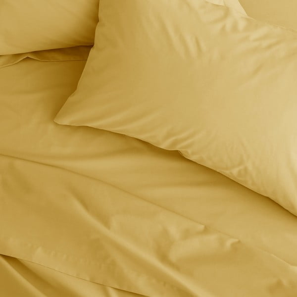 Жълт еластичен чаршаф от перкал 90x190 cm Easy Iron Percale – Catherine Lansfield-image-2