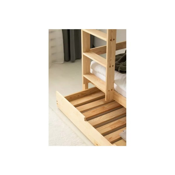 Детско двуетажно разтегателно легло с място за съхранение с включена подматрачна рамка в естествен цвят 90x180 cm CLPBN – Adeko-image-3