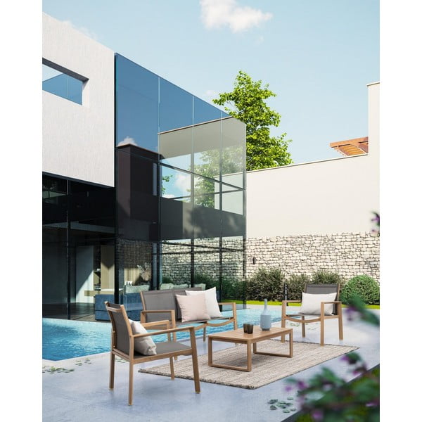 Алуминиев градински комплект от за отдих в естествен цвят за 4 Kallen   – Bizzotto-image-1