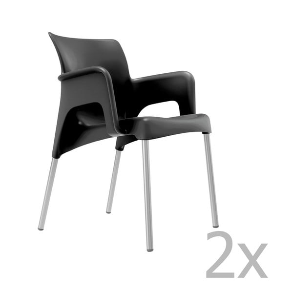 Комплект от 2 черни градински стола Sun - Resol