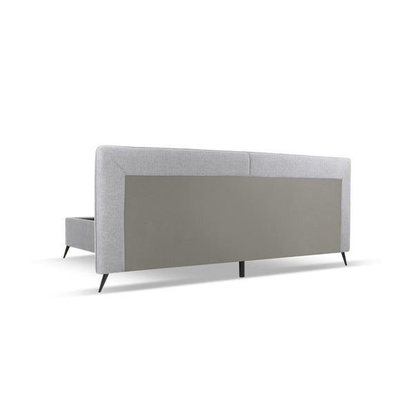 Сиво тапицирано двойно легло с място за съхранение и решетка 180x200 cm Walter - Milo Casa-image-3