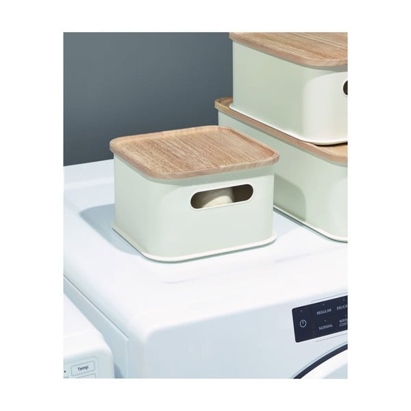 Бяла кутия за съхранение с капак, изработена от пауловния Дърво с дръжки, 21,3 x 21,3 cm Eco - iDesign-image-2