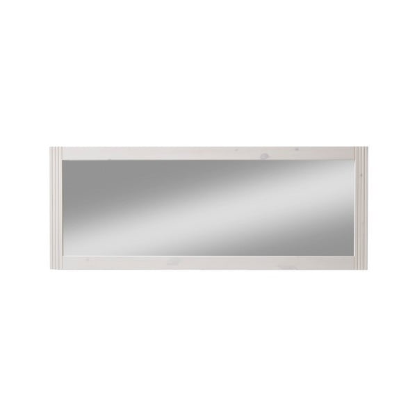 Огледало за стена, лакирано в млечнобяло, с рамка от борова дървесина Monaco, 41 x 127 cm - Steens