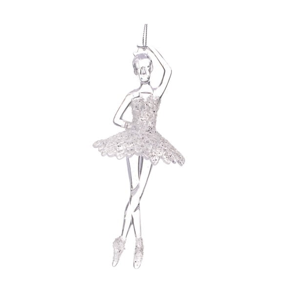 Висяща коледна статуетка балерини в сребристо , височина 17 см - Dakls