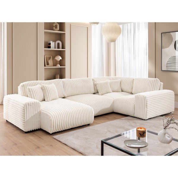 Кремав ъглов диван от рипсено кадифе (десен ъгъл U форма) Justin – Ropez-image-4