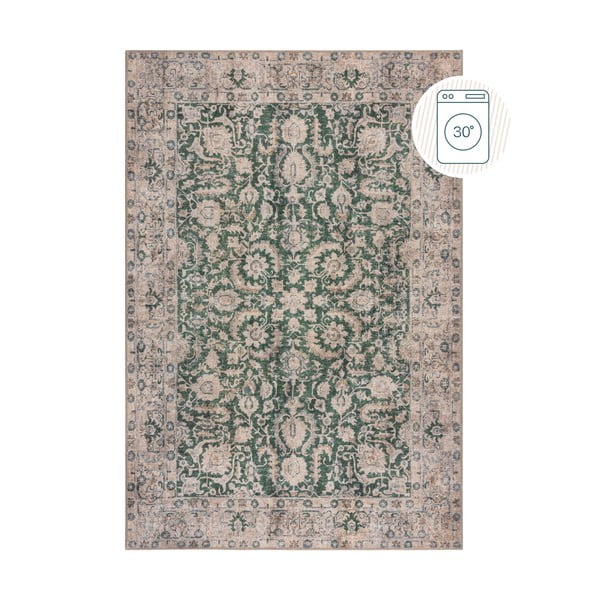 Зелен килим подходящ за пране 115x170 cm Beau Floral – Flair Rugs