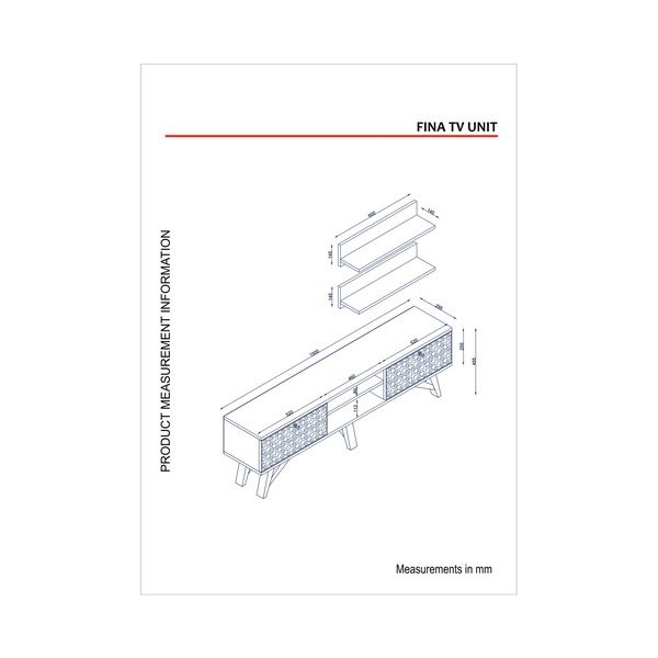 Телевизионен скрин с чекмеджета от орехово дърво Fina - Tera Home-image-2