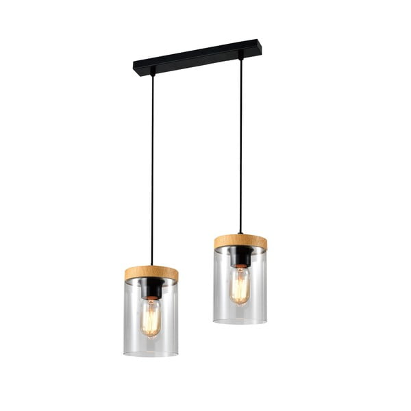 Висяща лампа със стъклен абажур в черно-природен цвят ø 12 cm Wels - Candellux Lighting