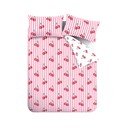 Бяло-розово двойно удължено спално бельо 230x220 cm Disco Cherries Stripes – Catherine Lansfield