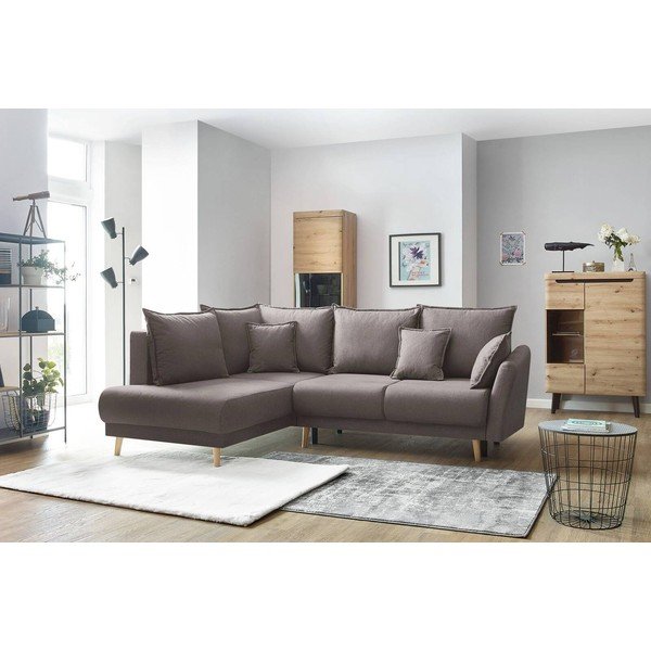 Кафяво-сив диван Mia L, ляв ъгъл - Bobochic Paris-image-1