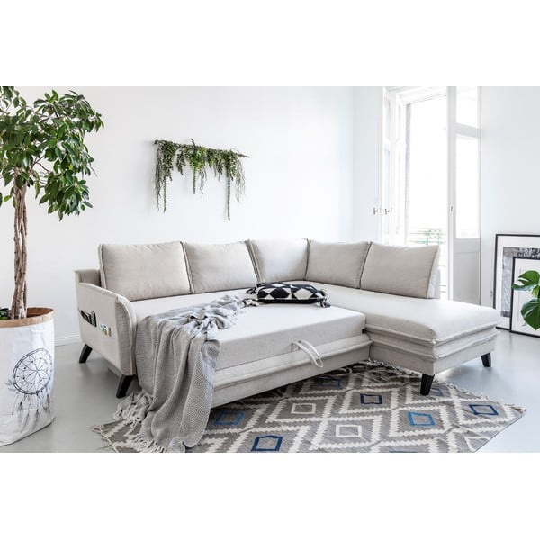 Светлобежов ъглов разтегателен диван десен ъгъл Charming Charlie - Miuform-image-4