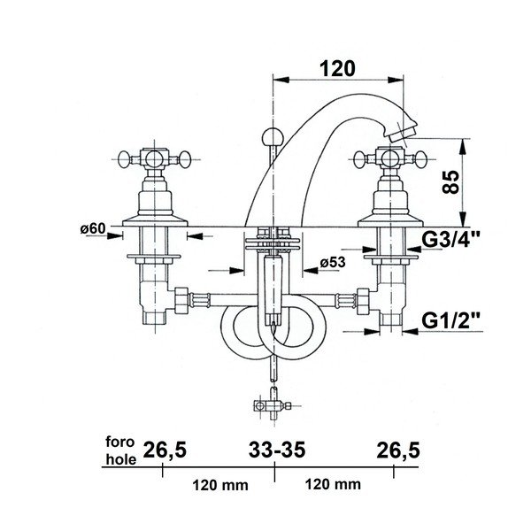 Батерия за мивка в бронзов цвят Antea – Sapho-image-1