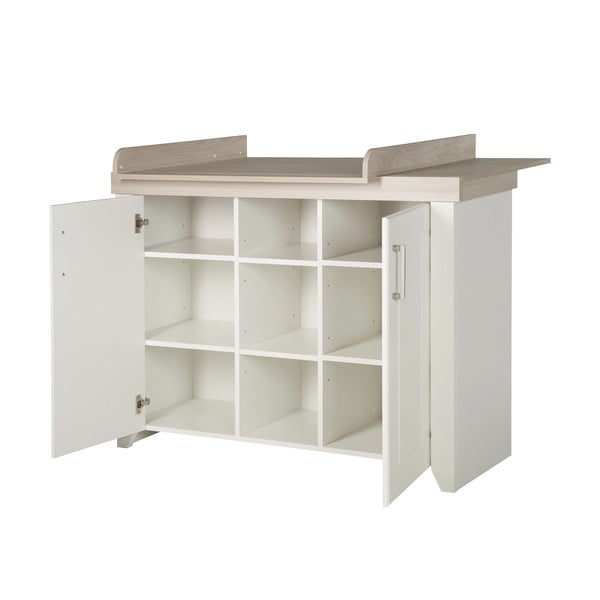 Бял нисък скрин в декор от бряст с масичка за преповиване 120x98 cm Felicia - Roba-image-4