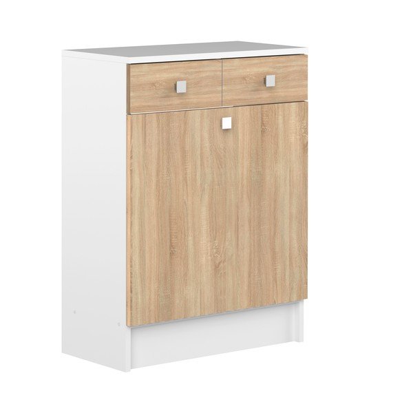 Бял нисък шкаф за баня в дъб 60x82 cm Combi - TemaHome-image-2