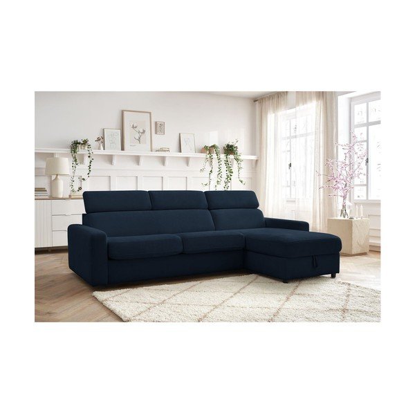 Тъмносин разтегателен ъглов диван (променлив) Monaco – Bobochic Paris-image-1