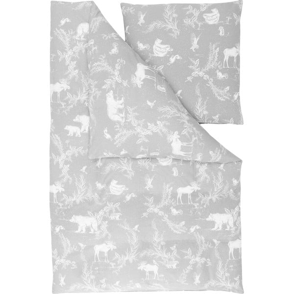 Сиво фланелено спално бельо за единично легло , 155 x 220 cm Animal Toile - Westwing Collection