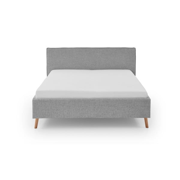 Светлосиво двойно легло 180x200 cm тапицирано с място за съхранение с включена подматрачна рамка Riva – Meise Möbel-image-4