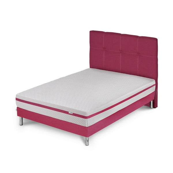 Růžová postel s matrací Stella Cadente Pluton, 140 x 200  cm