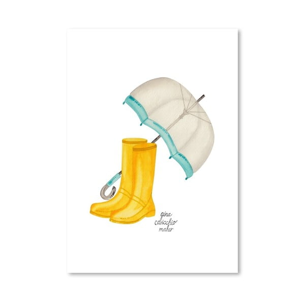 Autorský plakát Rain Boots, 30x42 cm