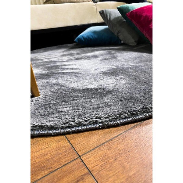 Антрацитен кръгъл килим подходящ за пране ø 80 cm Pelush Anthracite – Mila Home-image-1