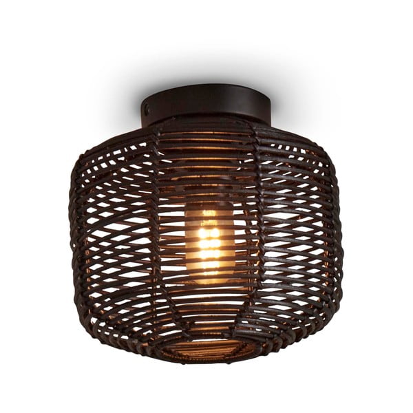 Черна лампа за таван с абажур от ратан ø 25 cm Tanami - Good&Mojo