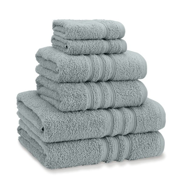 Сиво-зелени памучни хавлии и кърпи за баня в комплект от 6 бр. от тери Zero Twist – Catherine Lansfield