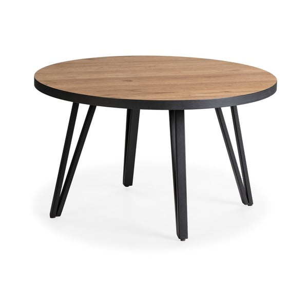 Кръгла масичка за кафе с дъбов плот в черен и естествен цвят ø 80 cm Sindi – Marckeric