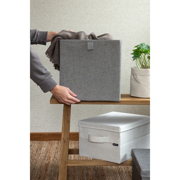 Сива текстилна кутия за съхранение 32x31,5x31,5 cm Soft Storage Cube – Bigso-image-2