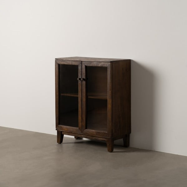 Кафява витрина от масивно манго 80x100x40 cm Ravi – Ixia-image-3