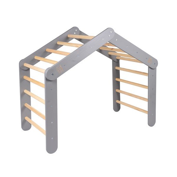 Сив пиклер триъгълник от масивен бор 61x112x94 cm Montessori – Meowbaby