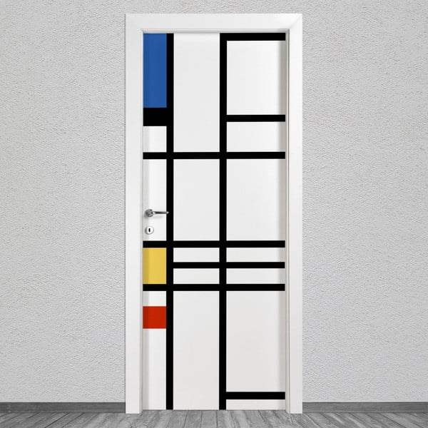 Стикер за врата Mondrian 3, 80 x 215 cm - LineArtistica