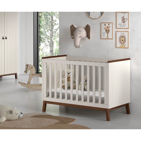 Бежово детско креватче 60x120 cm от масивен бор с регулируема височина Sezane – Vipack-image-1