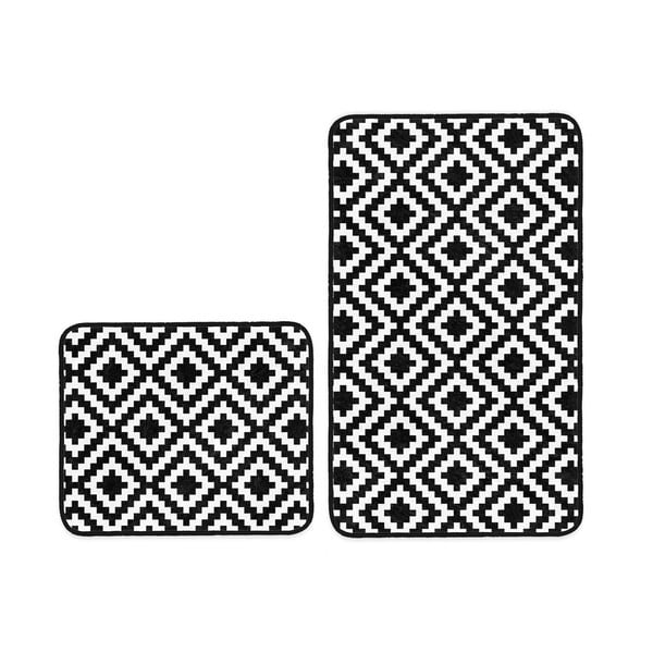Бели/черни килими за баня в комплект 2 бр. 60x100 cm – Mila Home