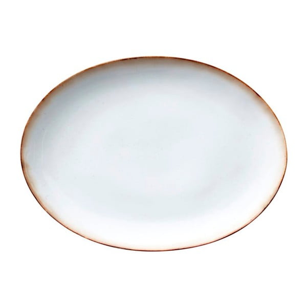 Бяла и бежова керамична чиния за сервиране 45x34 cm Stentøj - Bitz