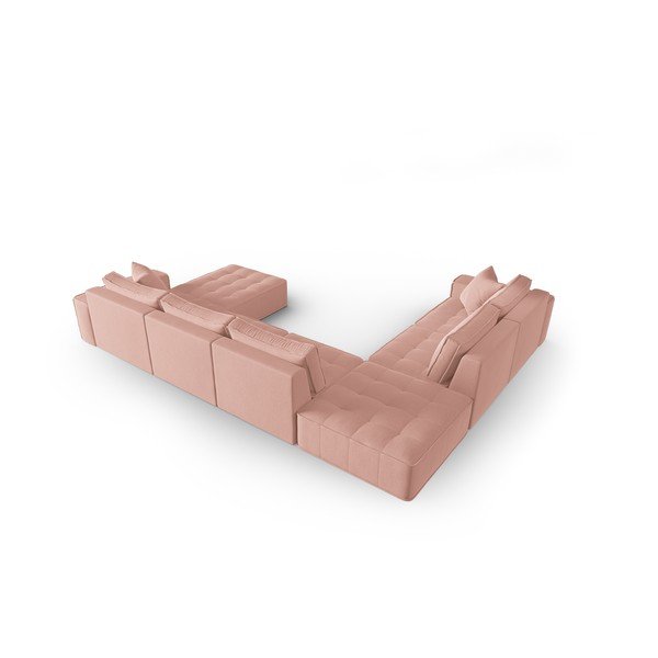 Розов ъглов диван (ляв ъгъл/"U") Mike - Micadoni Home-image-3