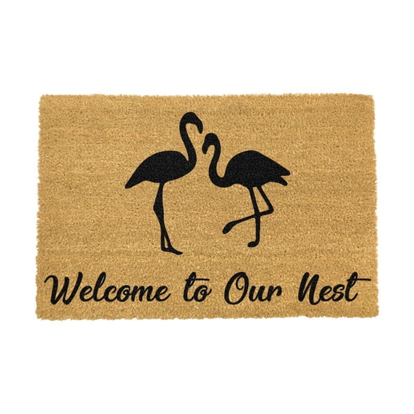 Добре дошли в нашето гнездо Изтривалка Фламинго, 40 x 60 cm - Artsy Doormats