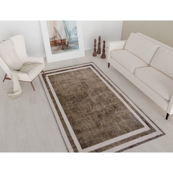 Кафяв миещ се килим 200x80 cm - Vitaus-image-1