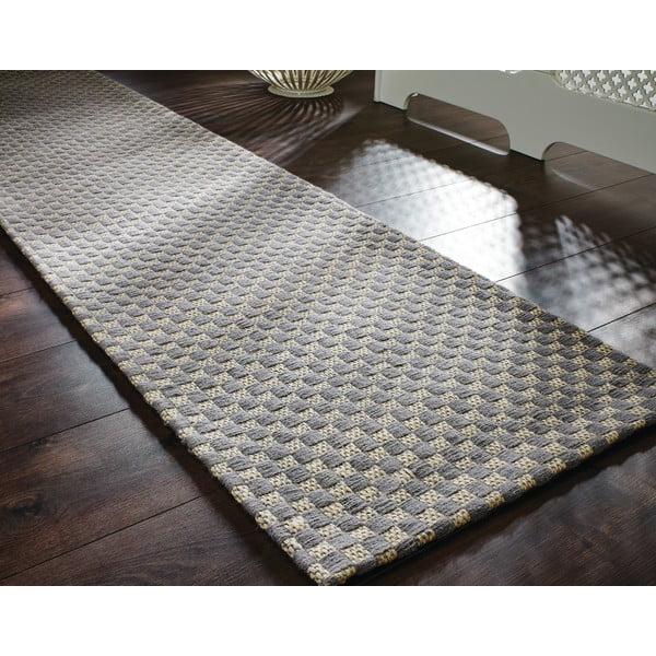 Сив килим от юта Check, 80 x 150 cm - Flair Rugs