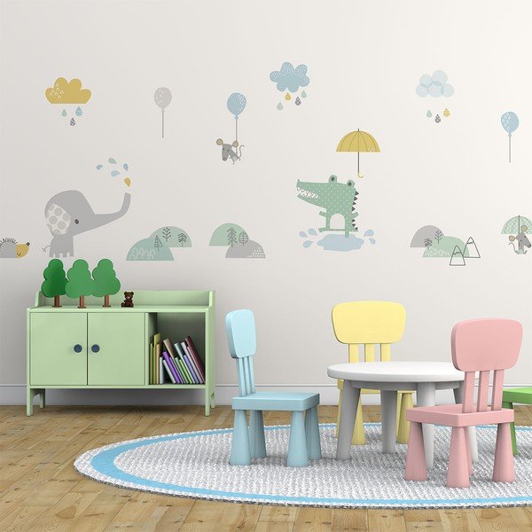 Детски стикери за стена Животни в дъжда - Ambiance-image-1