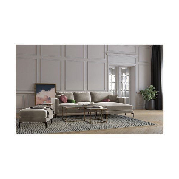 Бежово кадифено столче за крака Harmony - Kooko Home-image-3