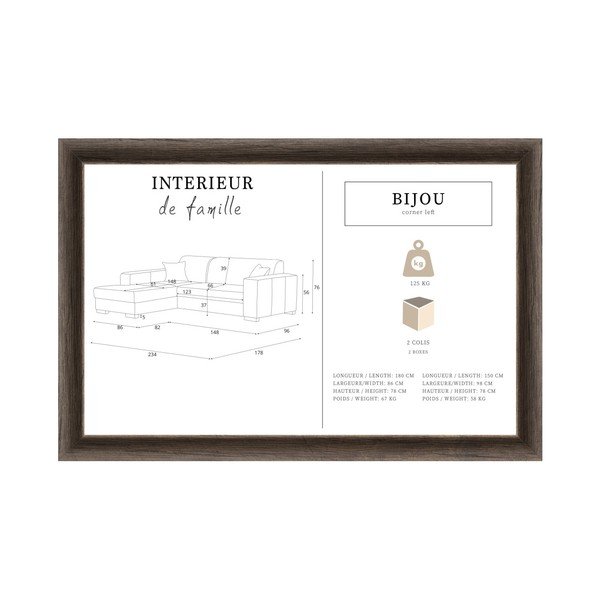 Světle šedá sedačka Interieur De Famille Paris Bijou, levý roh-image-2