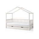 Бяло разтегателно детско легло къща от масивен бор с място за съхранение 90x200 cmDALLAS – Vipack