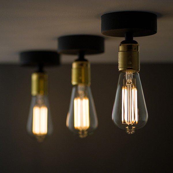 Черна лампа за таван със златен цокъл Uno - Sotto Luce-image-1